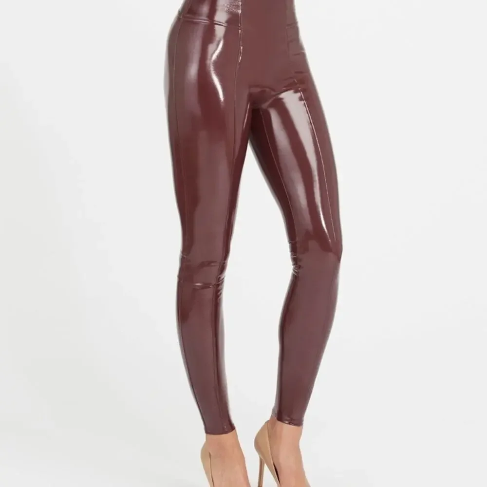 SPANX NWT Faux Patent Leather Hidden Contour Waistband Leggings Sizes S & M - Picture 2 of 15